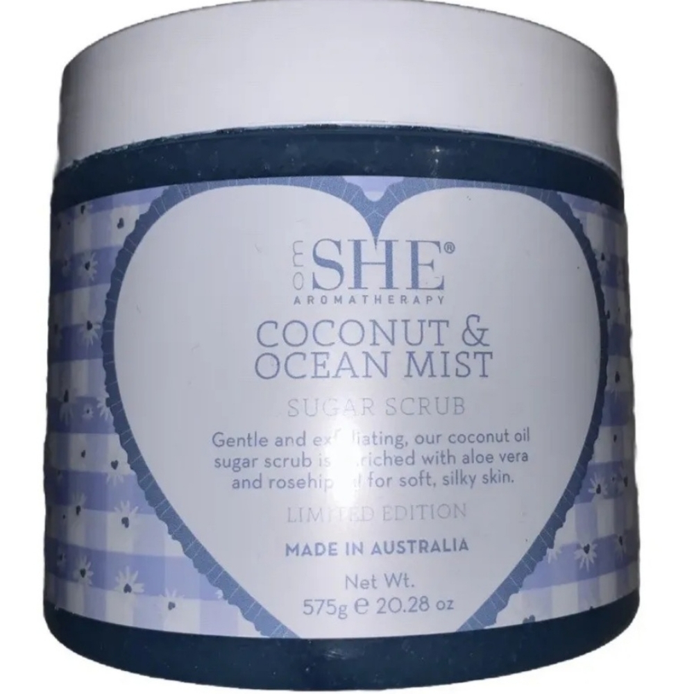 OM SHE Aromatherapy Coconut & Ocean Mist Sugar Scrub 20.28 Oz LIMITED EDITION